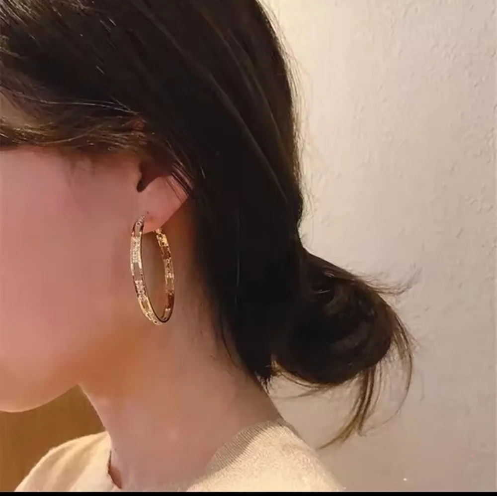 Luxury Gold Hoop‎ Earrings Women's Rhinestone New f89